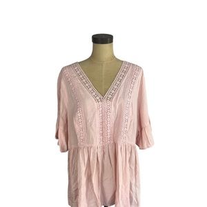 Lane Bryant pale pink lace detail plus size tunic top SZ 16